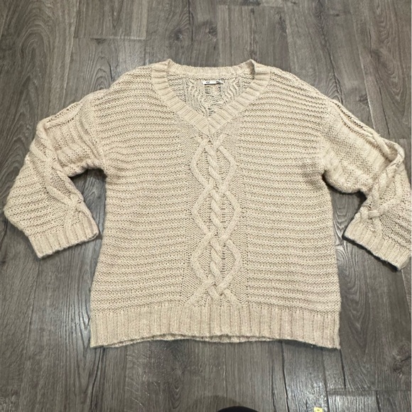 American Eagle Sweater Open Knit Granny Boho Wool Blend Slouchy Cable Knit Sz XS - Picture 8 of 12